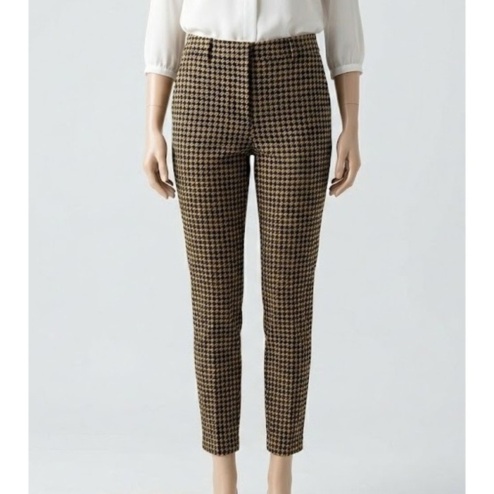 Wild Fable High Rise Plaid Trousers XS Black Gold Houndstooth Dark Academia‎
